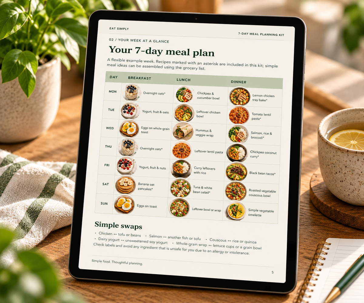 EAT SIMPLY ā 7-Day Meal Planning Kit | Digital PDF