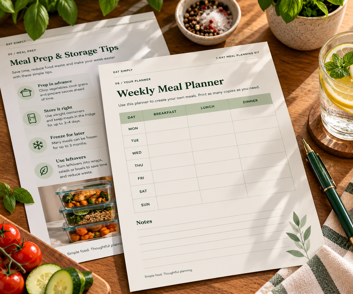 EAT SIMPLY – 7-Day Meal Planning Kit | Digital PDF